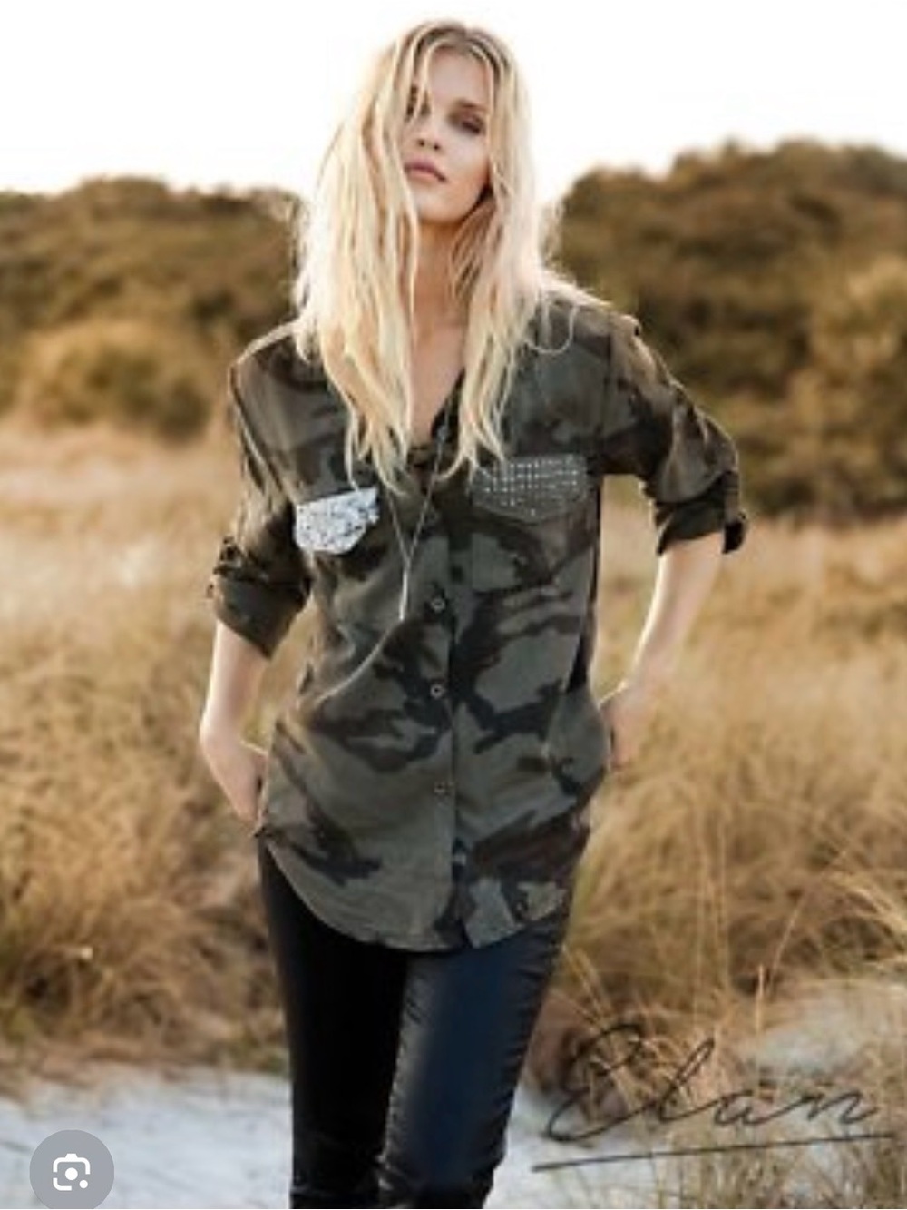 Elan Black and Purple Camouflage Button-Up Shirt